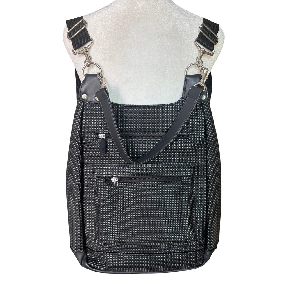 Urbanoxide Backpack Large Black Rubbery Studded Convertible Shoulder Bag